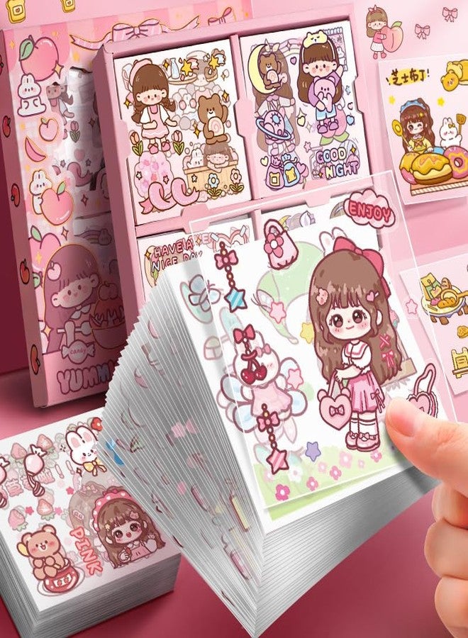 Samvardhan World Theme Kawaii Self Adhesive Floor Stickers -100 Sheets PVC Cute Washi Sticker for Project, Japanese Style Girls Sticker Set, Scrapbooking, DIY Arts Crafts (Nini's Pink) - Image 1